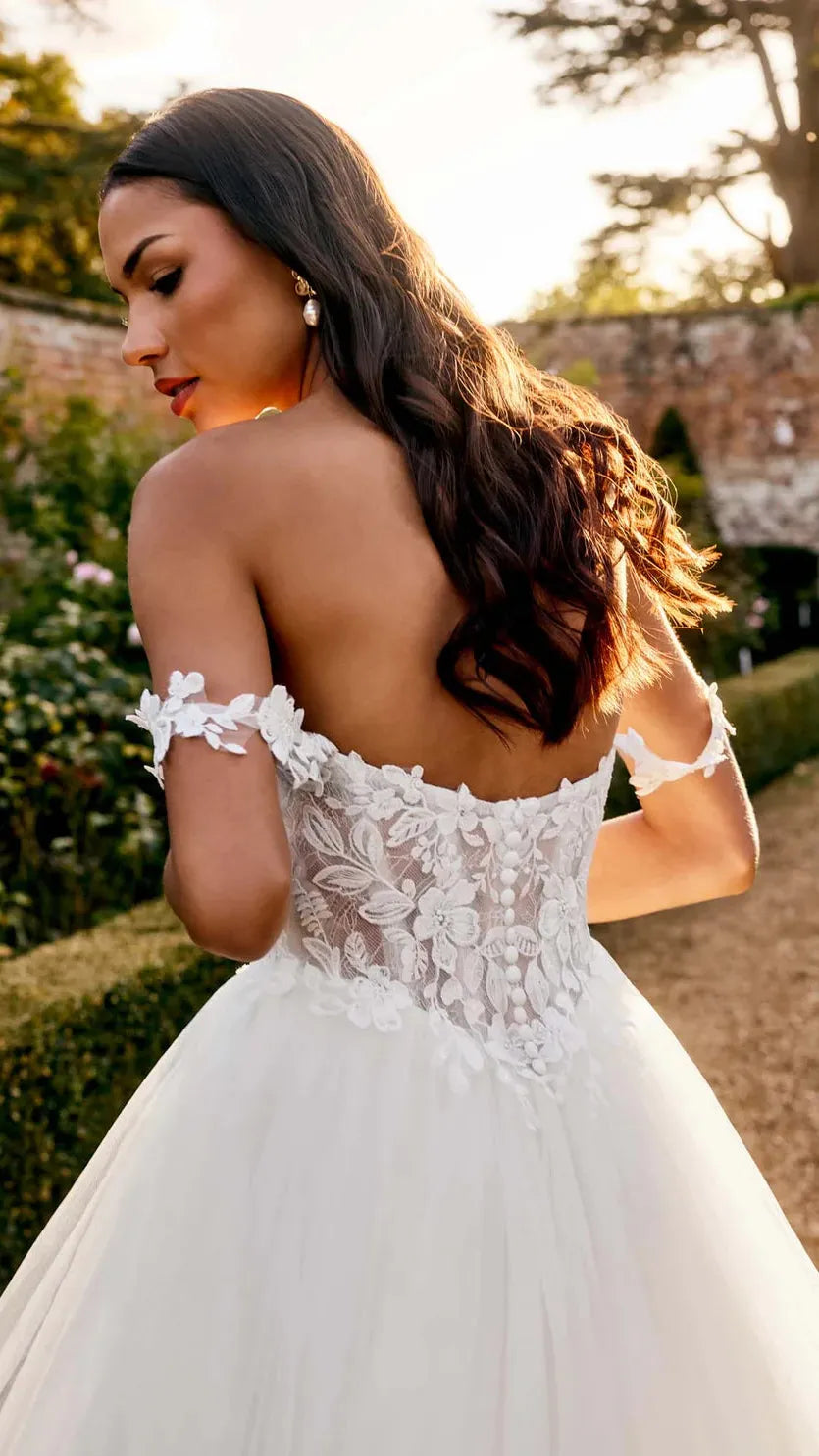 Justin Alexander Floral Strapless Lace and Tulle Wedding Dress 20085