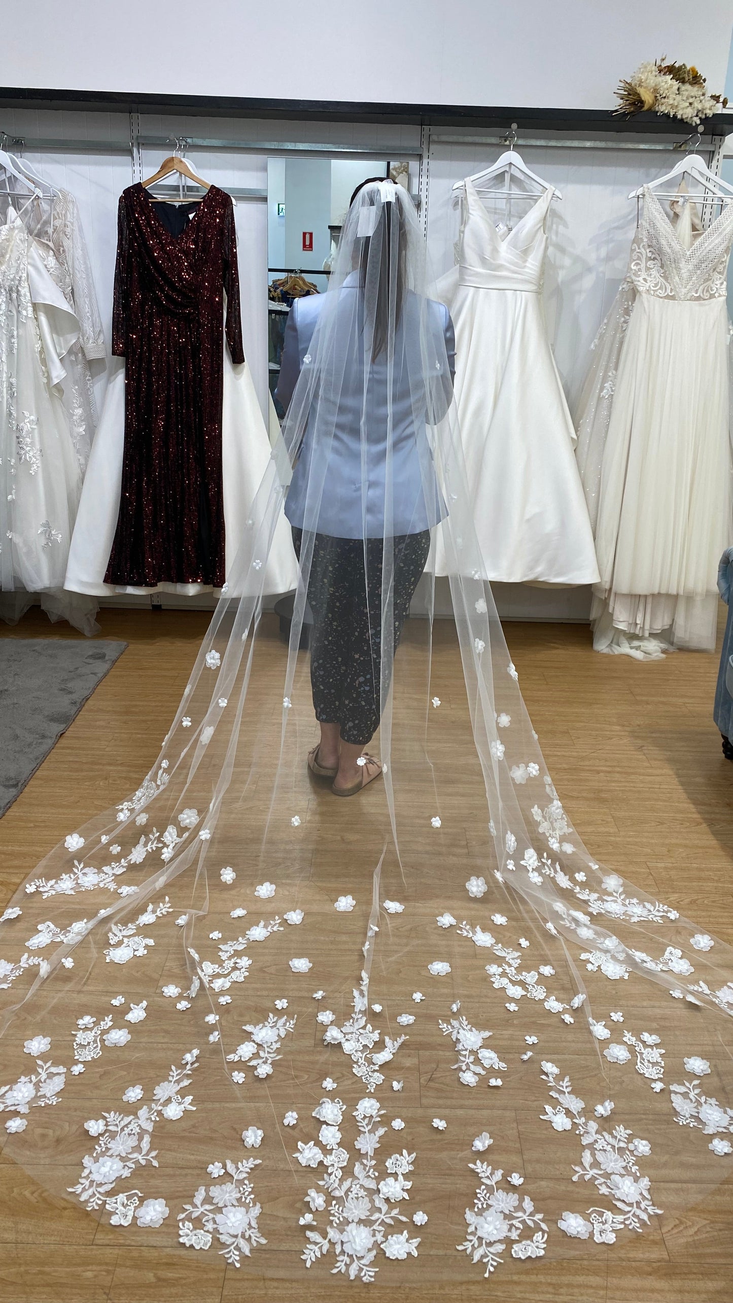Stella York 3D Floral Lace Cathedral Veil