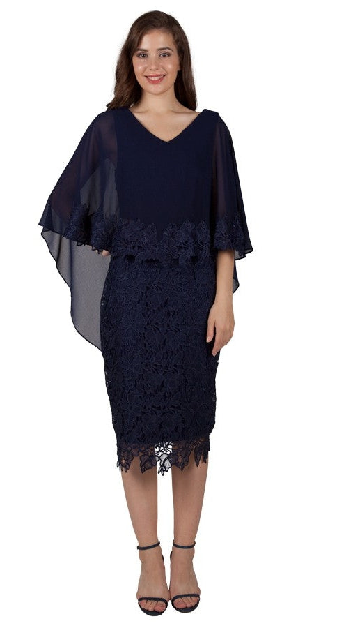 Miss Anne 219303 Lace and Chiffon Overlay