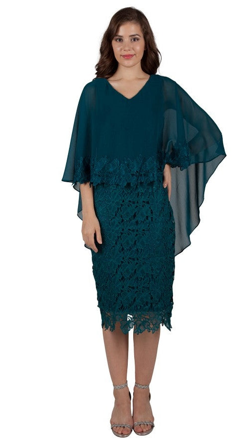Miss Anne 219303 Lace and Chiffon Overlay