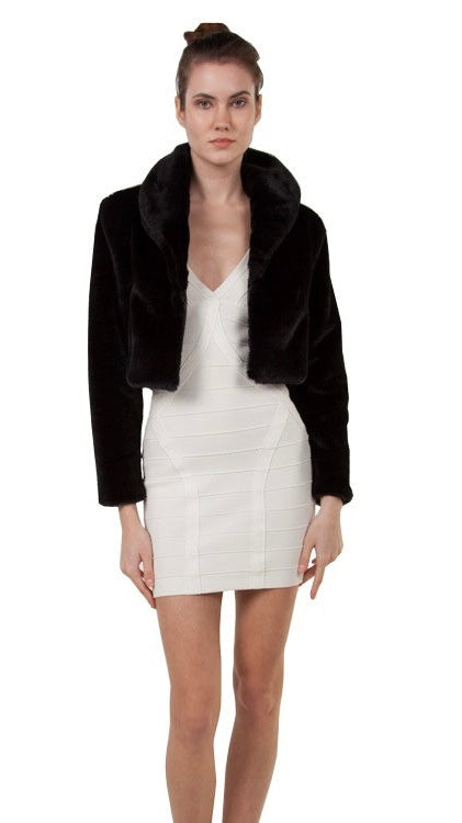 Miss Anne 13518 Collared Fur Jacket