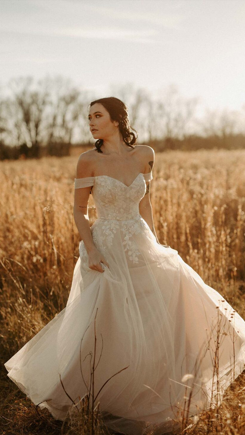 Stella York 7509 A-Line Off The Shoulder Wedding Dress