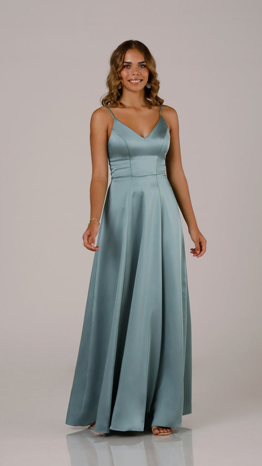 Sorella Vita 9522 Charmeuse floor length bridesmaid dress with V-neck