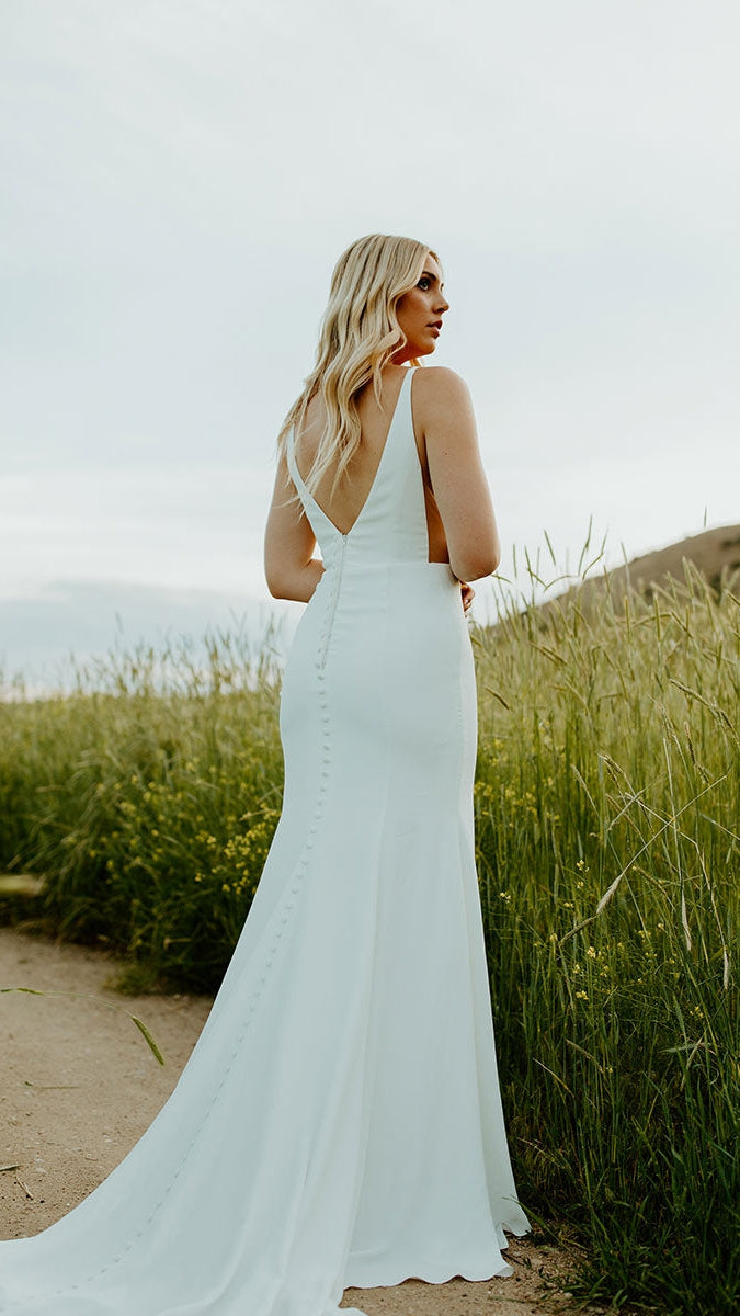 Stella York 7669 Modern Wedding Dress with Side Cutouts