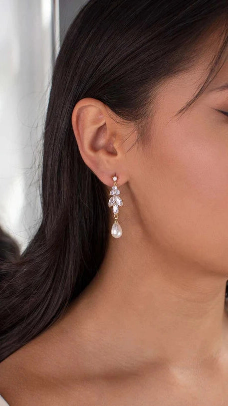 Remy Rhodium Pearl Tree Drop Earring