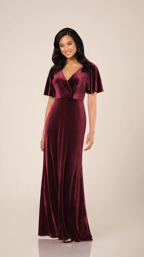 9658 Velvet Bridesmaid Dress