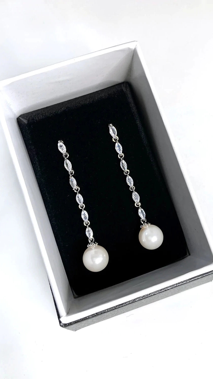 Miley Long Fine Pearl Drop Earring