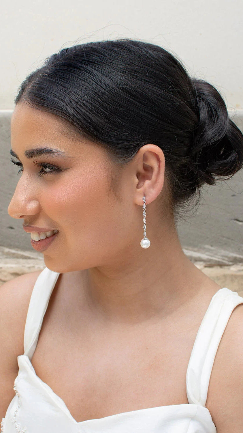 Miley Long Fine Pearl Drop Earring