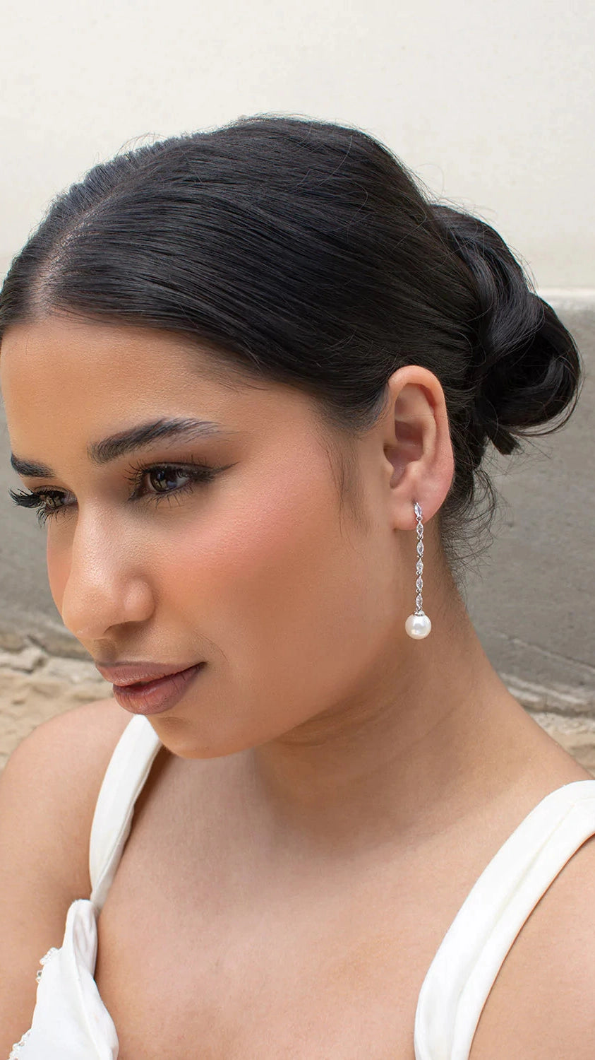 Miley Long Fine Pearl Drop Earring