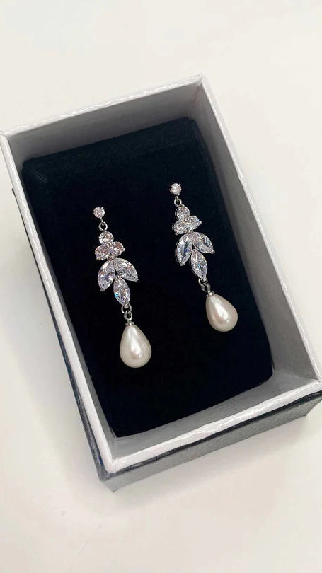 Remy Rhodium Pearl Tree Drop Earring