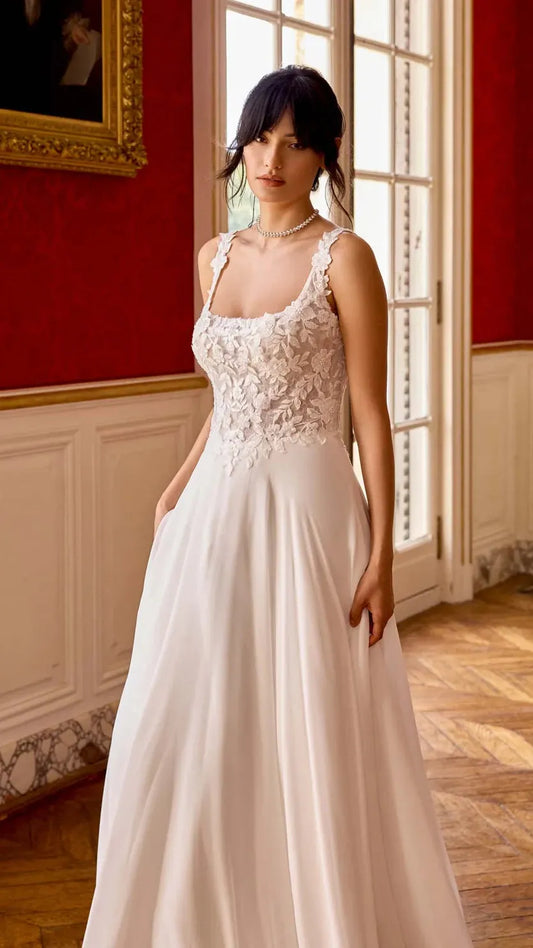 Justin Alexander Square Neckline Wedding Dress With Chiffon Skirt Patrice 11439