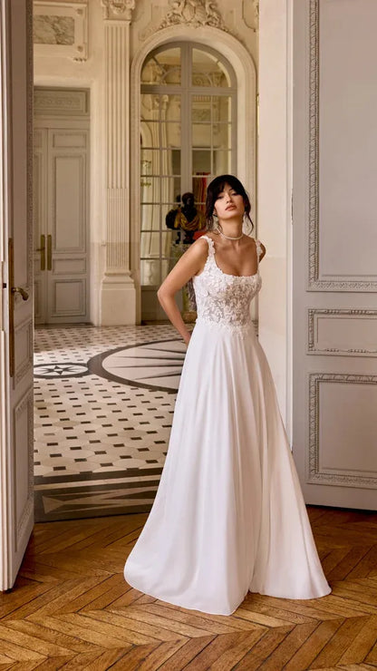 Justin Alexander Square Neckline Wedding Dress With Chiffon Skirt Patrice 11439