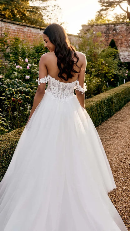 Justin Alexander Floral Strapless Lace and Tulle Wedding Dress 20085