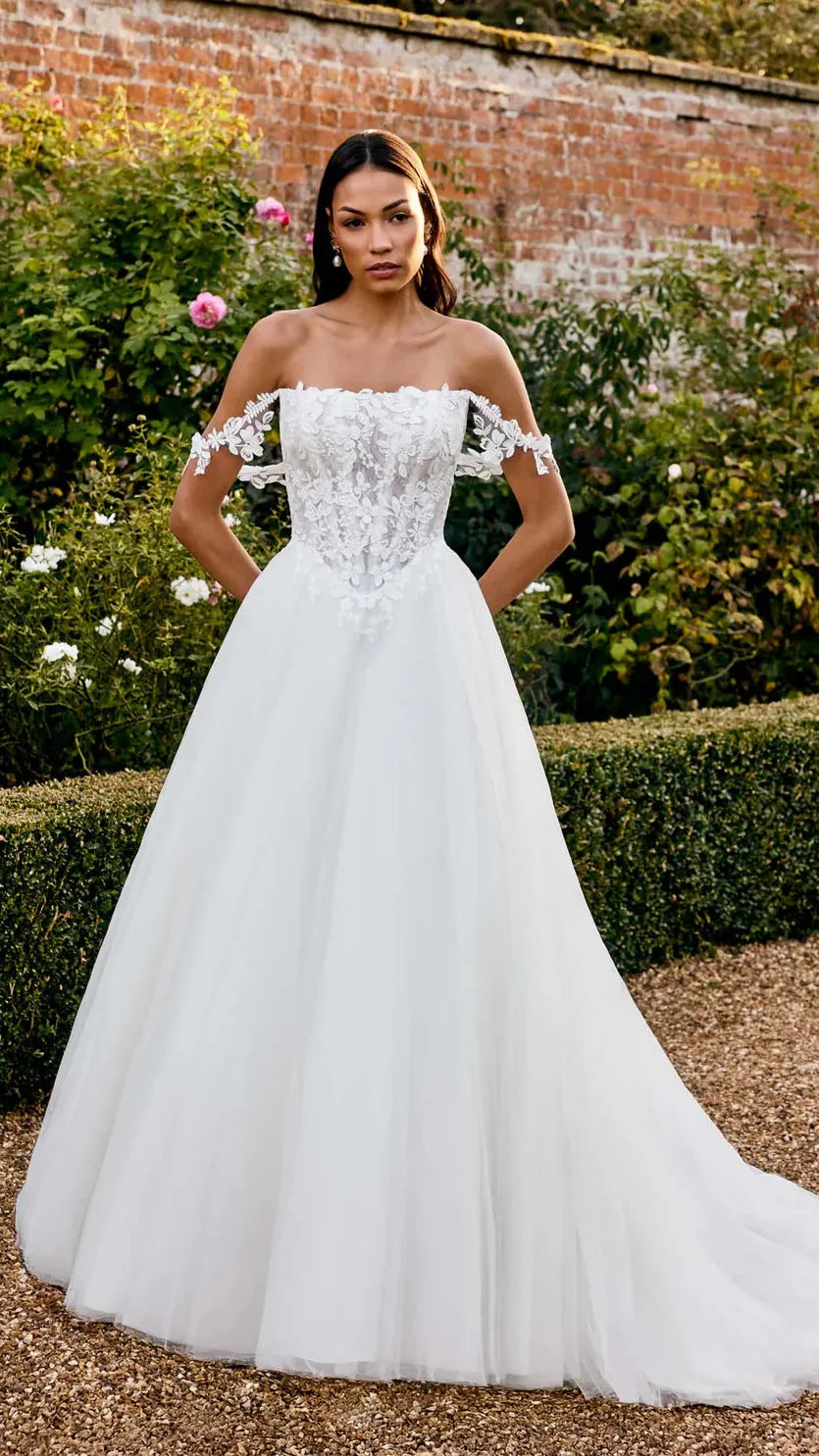 Justin Alexander Floral Strapless Lace and Tulle Wedding Dress 20085