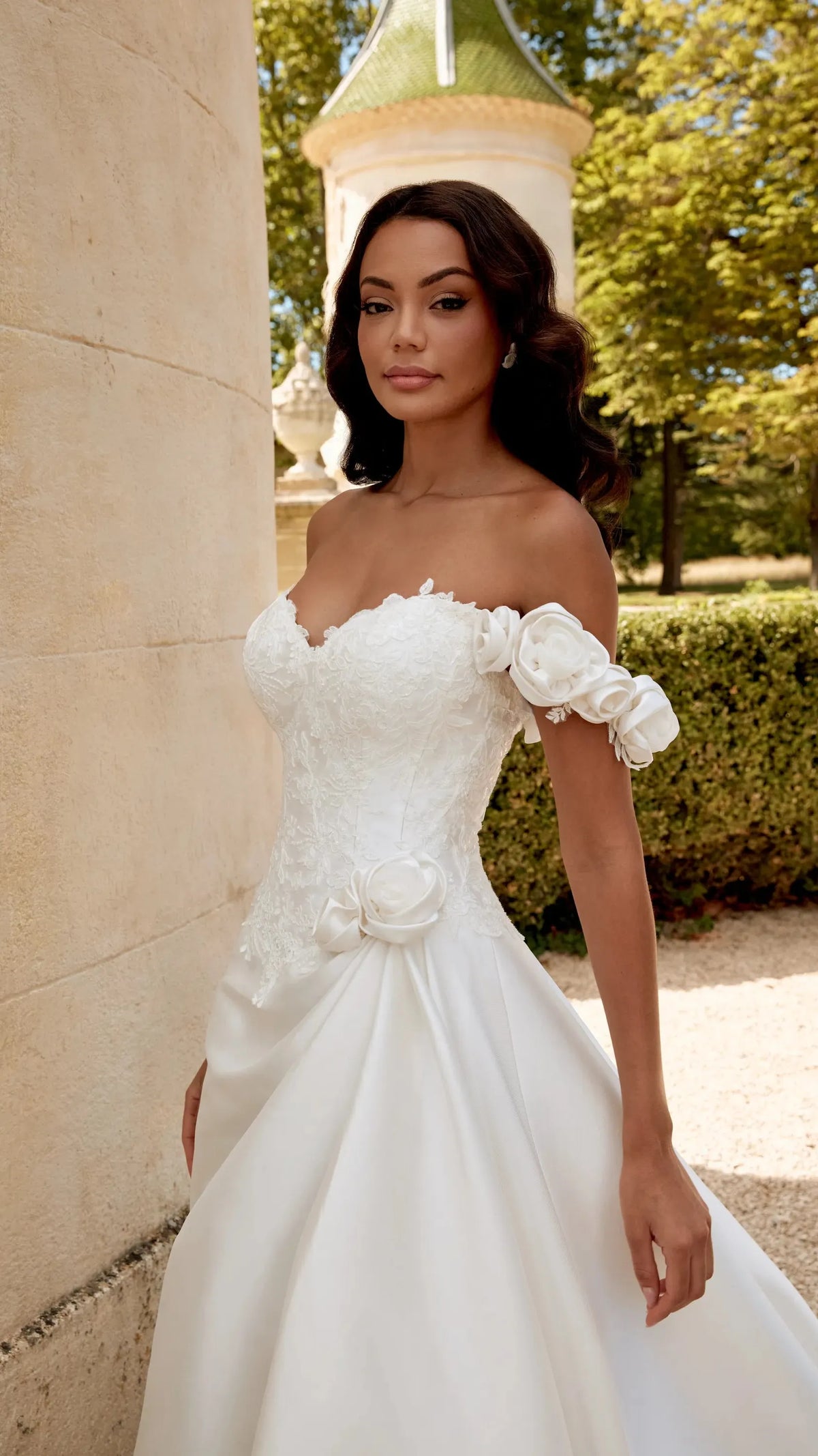 Justin Alexander Strapless Mikado Ball Gown with 3-D Florals and Sparkling Lace - Sincerity 44570