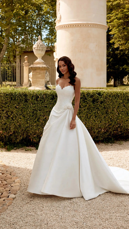 Justin Alexander Strapless Mikado Ball Gown with 3-D Florals and Sparkling Lace - Sincerity 44570