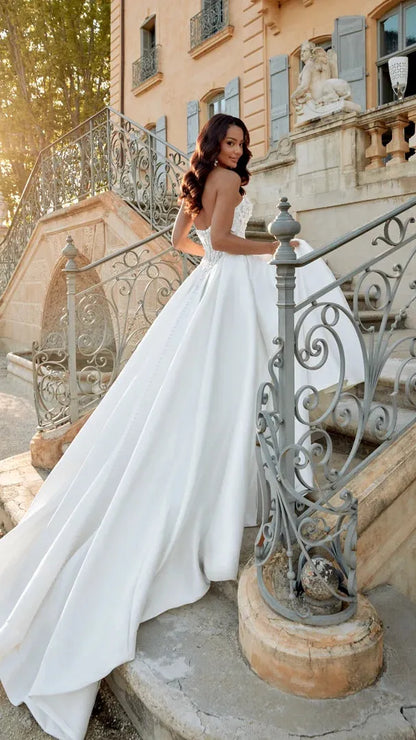 Justin Alexander Strapless Mikado Ballgown with 3D Floral Corsetry 44574