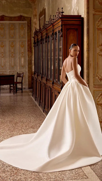 Justin Alexander Mikado Ball Gown with Ruched Bodice and Basque Waistline Kelsey 88436