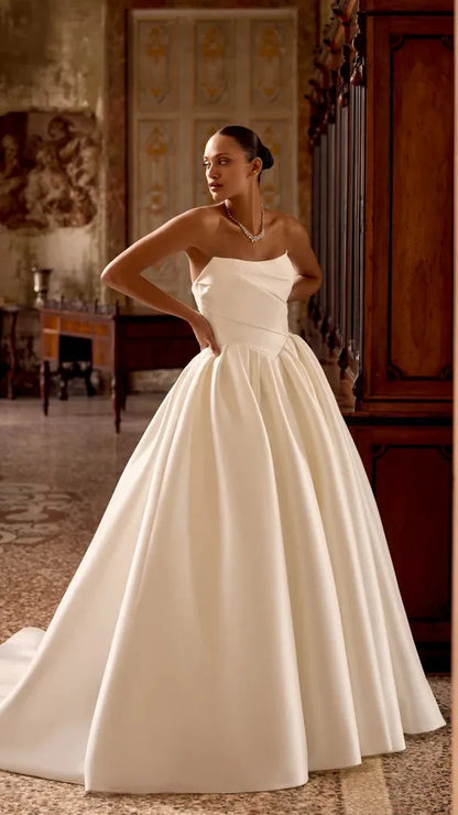 Justin Alexander Mikado Ball Gown with Ruched Bodice and Basque Waistline Kelsey 88436