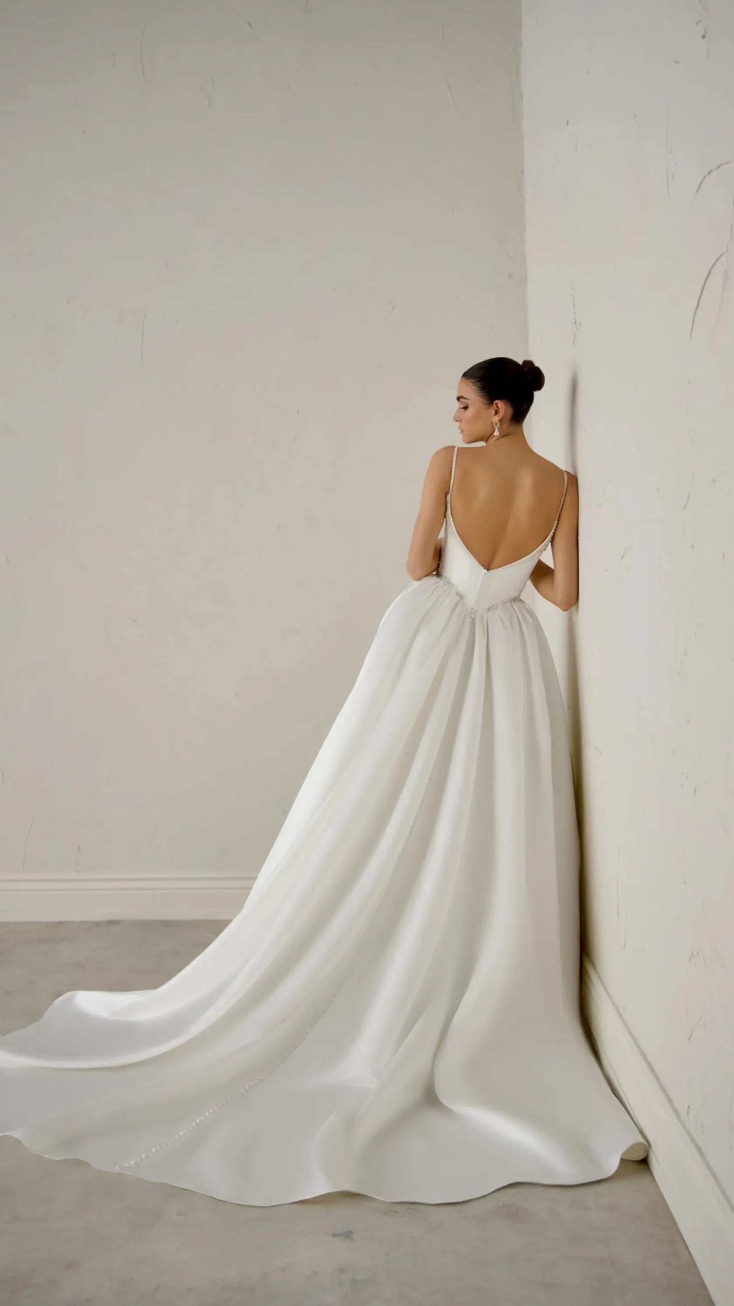 Justin Alexander Riviera Satin Ball Gown with Couture Seaming and Beaded Detailing 99374