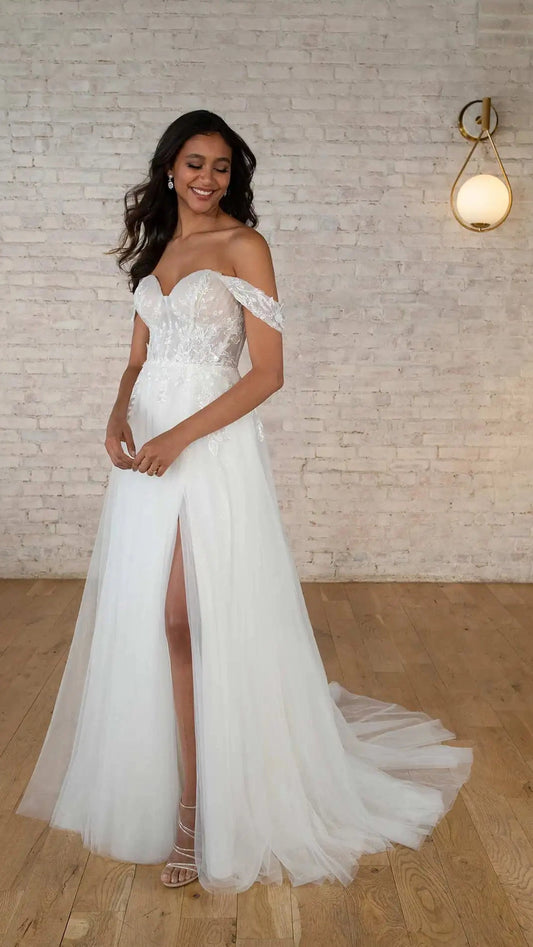 Stella York 7740 Enchanting Off-The-Shoulder A-Line Wedding Dress