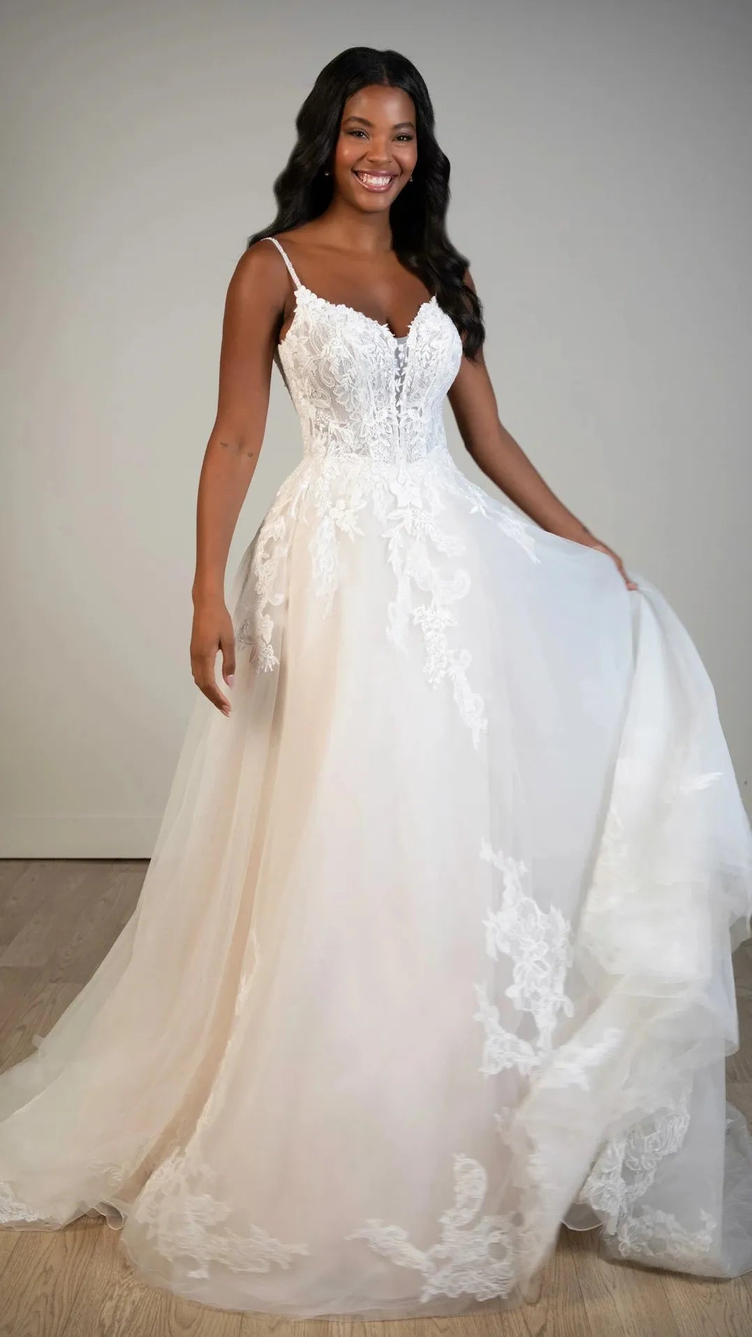 Beaded Lace and Tulle A-Line Wedding Gown Stella York SY8293