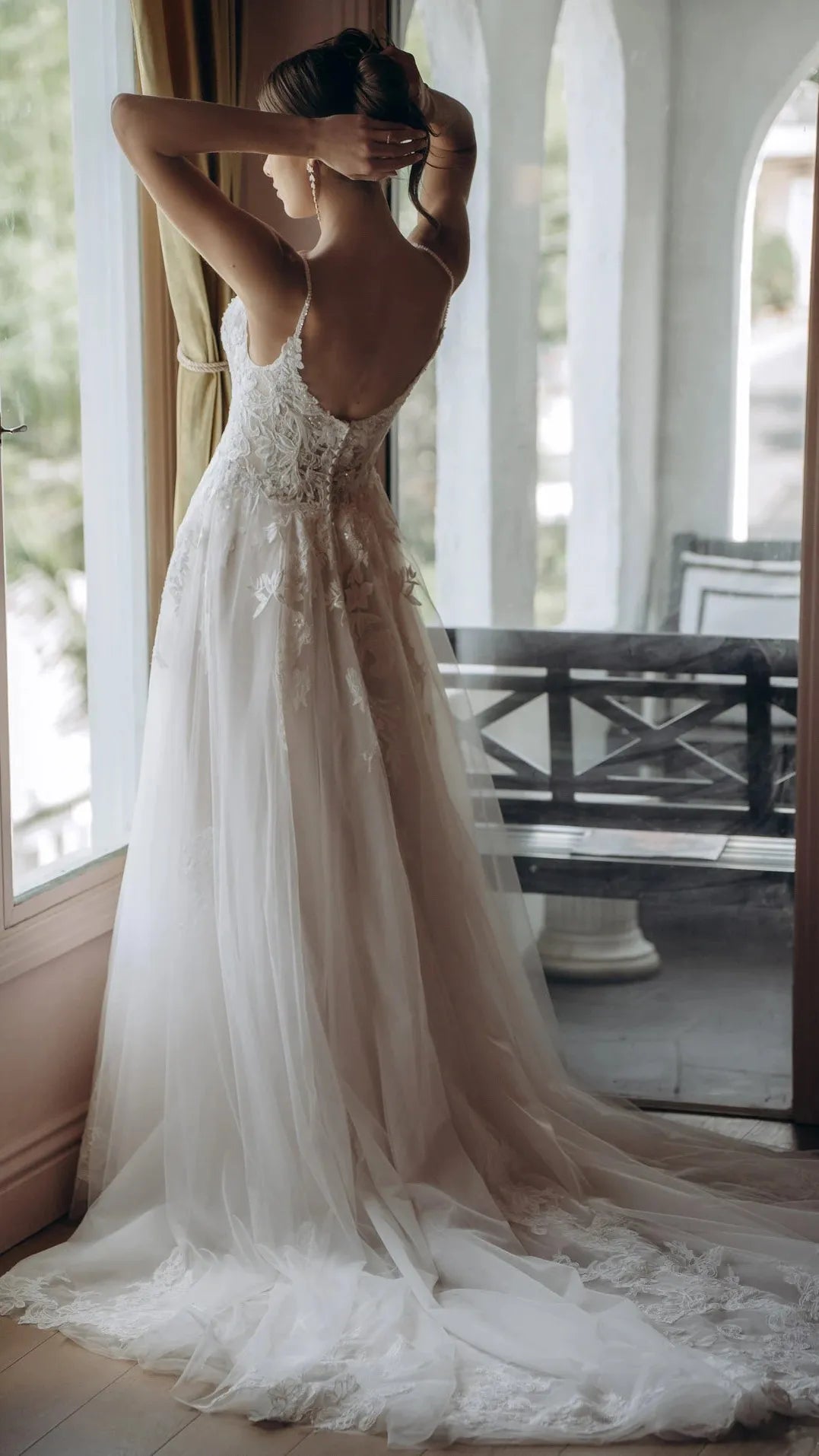 Beaded Lace and Tulle A-Line Wedding Gown Stella York SY8293