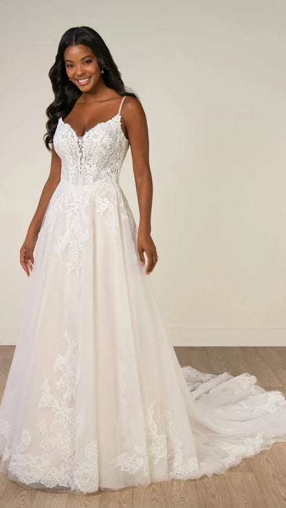 Beaded Lace and Tulle A-Line Wedding Gown Stella York SY8293
