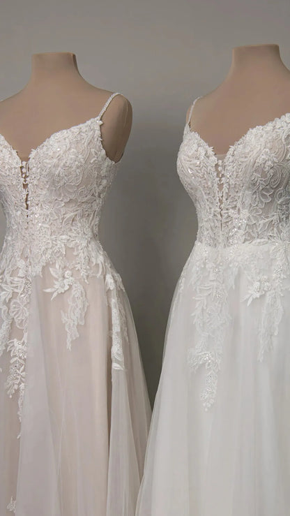 Beaded Lace and Tulle A-Line Wedding Gown Stella York SY8293