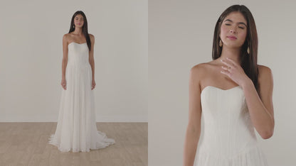 Allover Lace A-Line Wedding Gown with Sweetheart Neckline and Scalloped Train