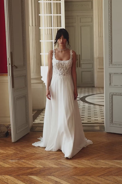Justin Alexander Square Neckline Wedding Dress With Chiffon Skirt Patrice 11439