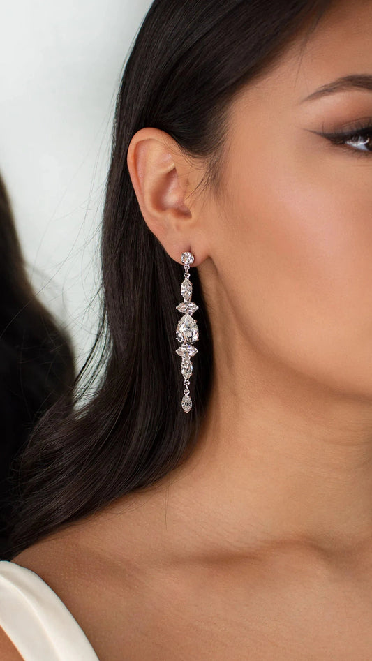 Venice Swarovski Rhodium Drop Earring