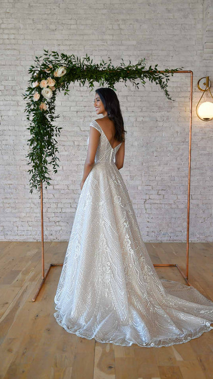Stella York 7336 Sparkling A-Line Wedding Dress with Off the Shoulder Strap
