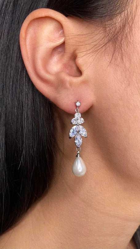 Remy Rhodium Pearl Tree Drop Earring