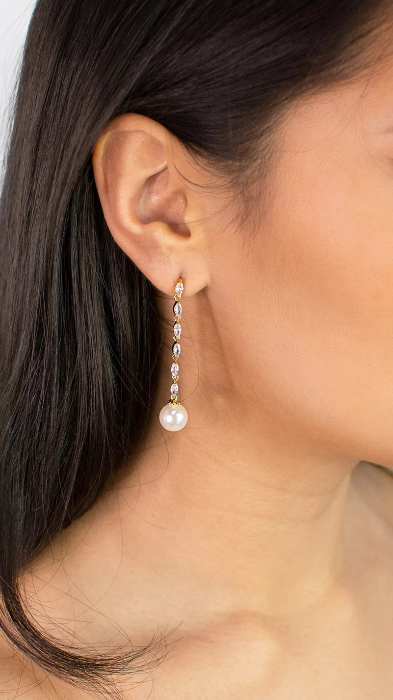 Miley Long Fine Pearl Drop Earring