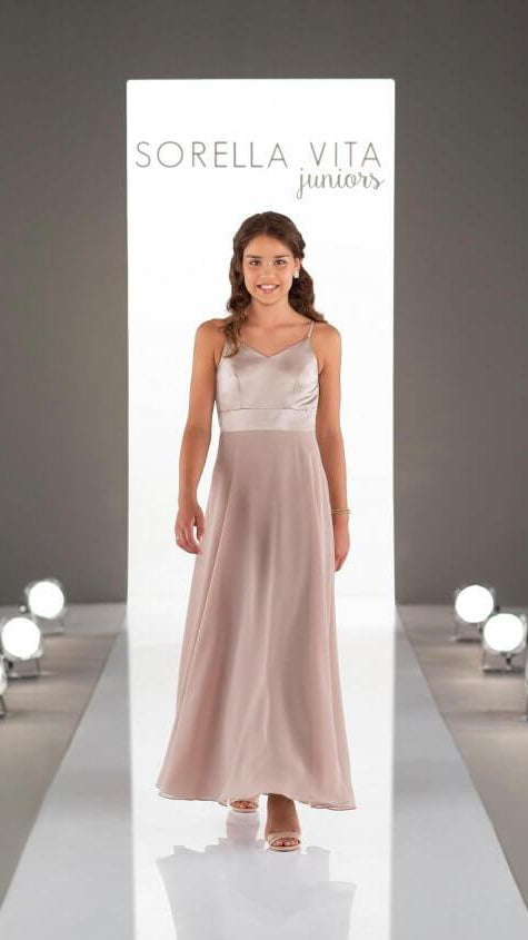Sorella Vita Mixed Material Junior Bridesmaid Dress J4022