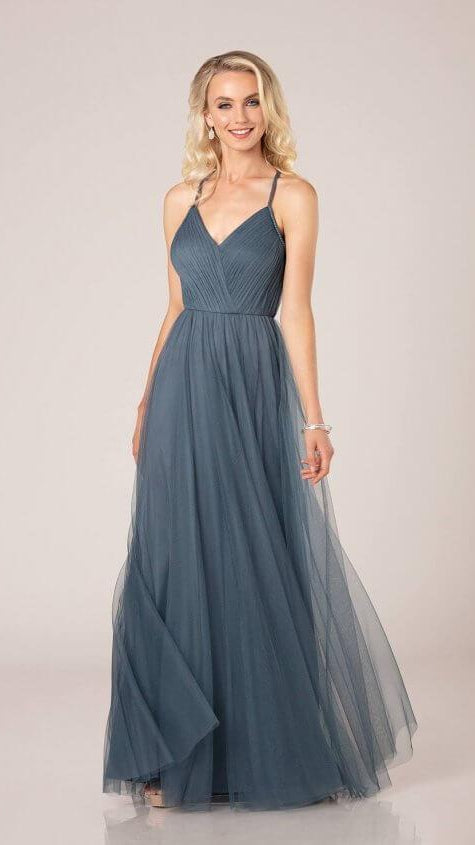 Beach Inspired Bridesmaid Gown with Braided Tulle Sorella Vita 9344