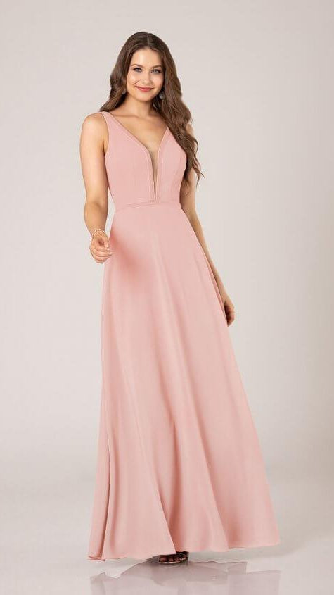 Sexy Low Back Bridesmaid Gown with Velvet Trim Sorella Vita 9374