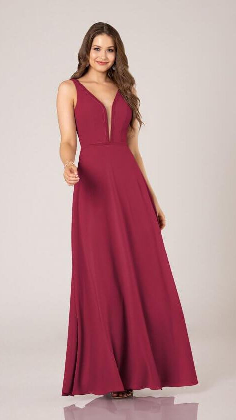 Sexy Low Back Bridesmaid Gown with Velvet Trim Sorella Vita 9374