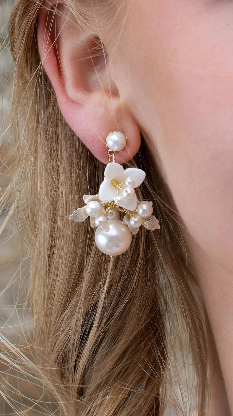Galliano Pearl and Porcelain Flowers Earring