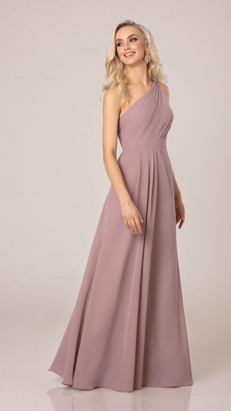 Simple One-Shoulder Bridesmaid Dress With Ruching - Sorella Vita 9296