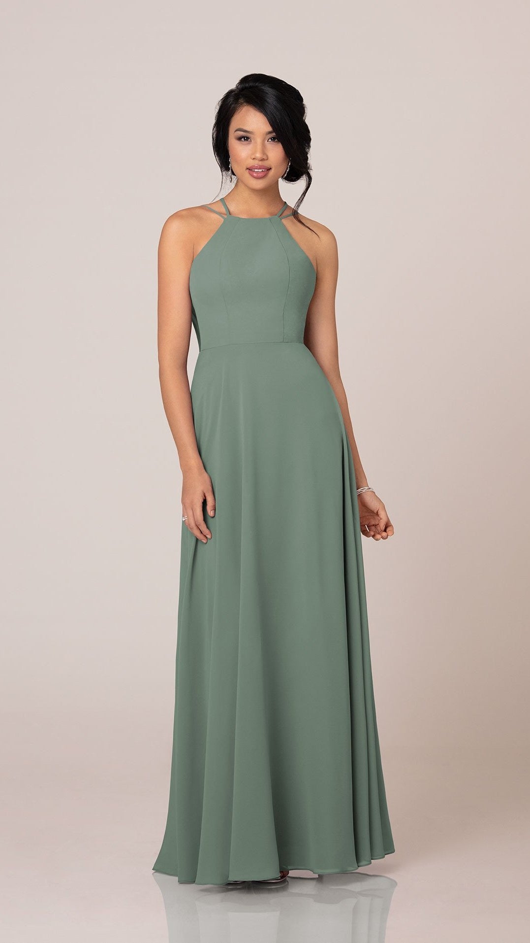 Simple Bridesmaid Dress With High Halter Neck - Sorella Vita 9276