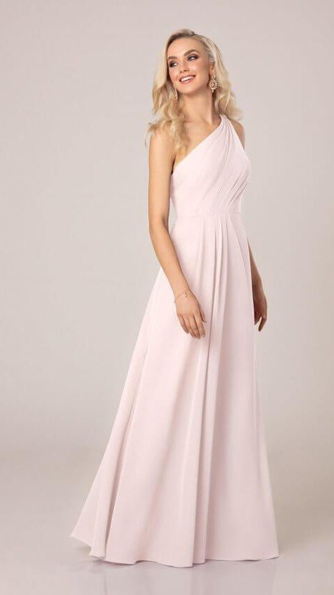 Simple One-Shoulder Bridesmaid Dress With Ruching - Sorella Vita 9296