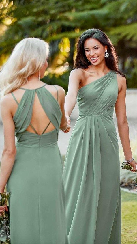 Simple One-Shoulder Bridesmaid Dress With Ruching - Sorella Vita 9296