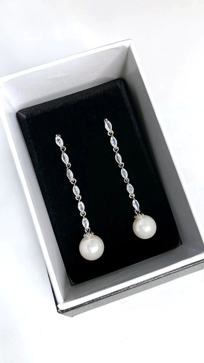 Miley Long Fine Pearl Drop Earring